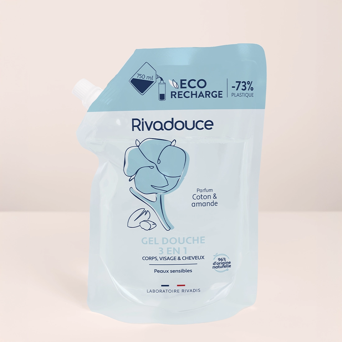 ECO-RECHARGE Shampoing douche Amande & Coton 750ML
